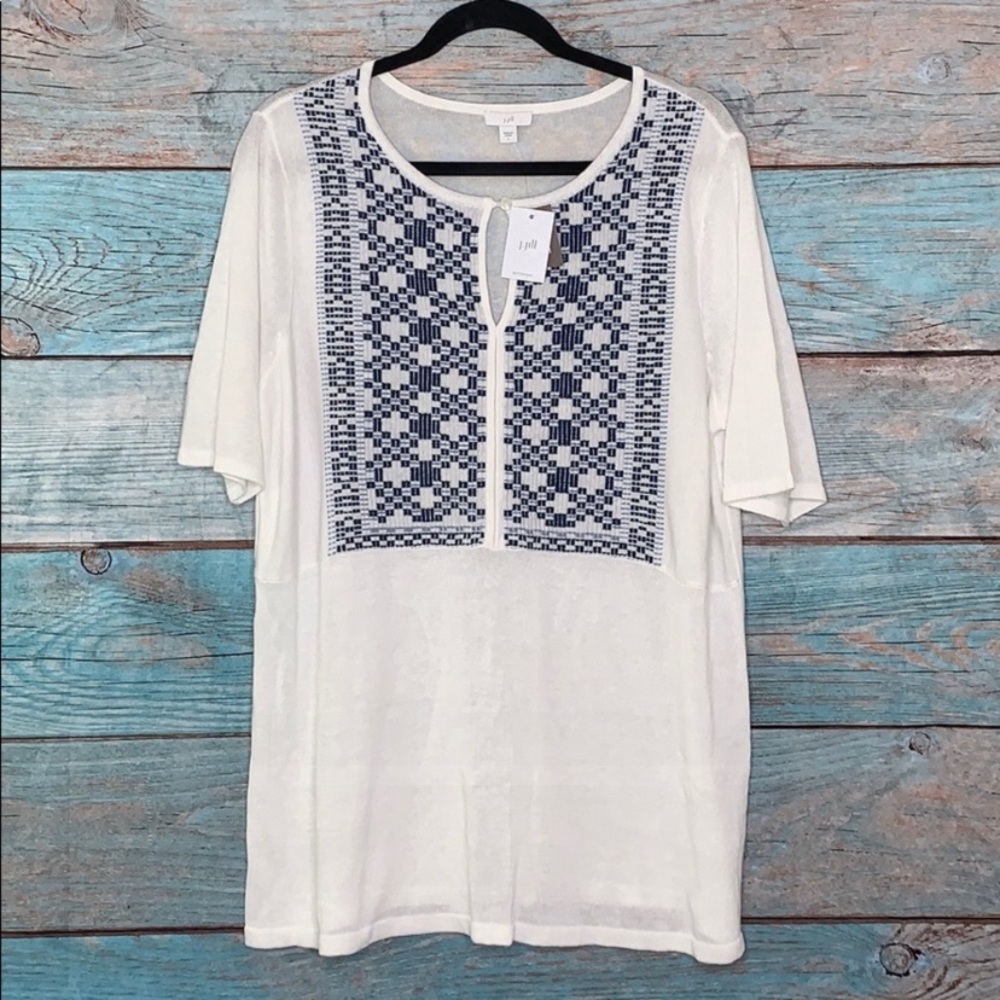 J Jill Embroidered Tunic Shirt Large